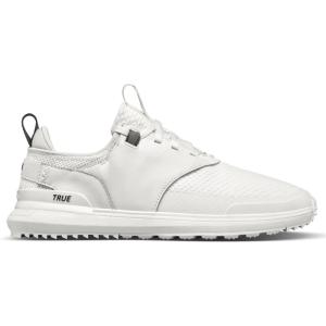 imageTrue LUX Hybrid Mens Golf Shoes Waterproof Knit Upper 100 Nappa Leather SaddleHigh Vis White